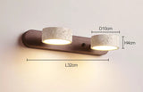 Travertin Wandlamp Rotatie – Natuursteen & Hout LED Bedlamp
