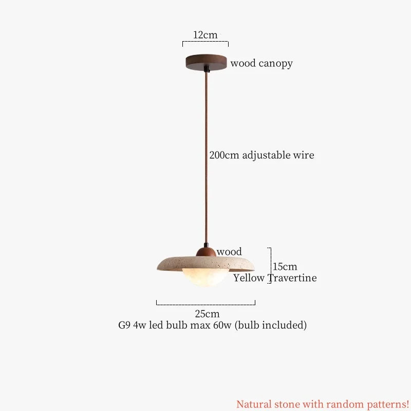 Nordic Houten Steen LED Hanglamp – Zwart/Geel – Modern Design