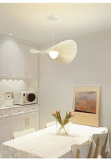 Nordic Beige Plissé Stoffen LED Hanglamp – Dimbare Design Plafondlamp
