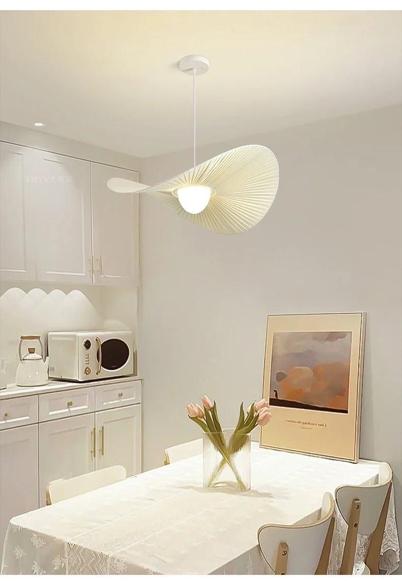 Nordic Beige Stoffen LED Hanglamp – Moderne Dimbare Plafondlamp