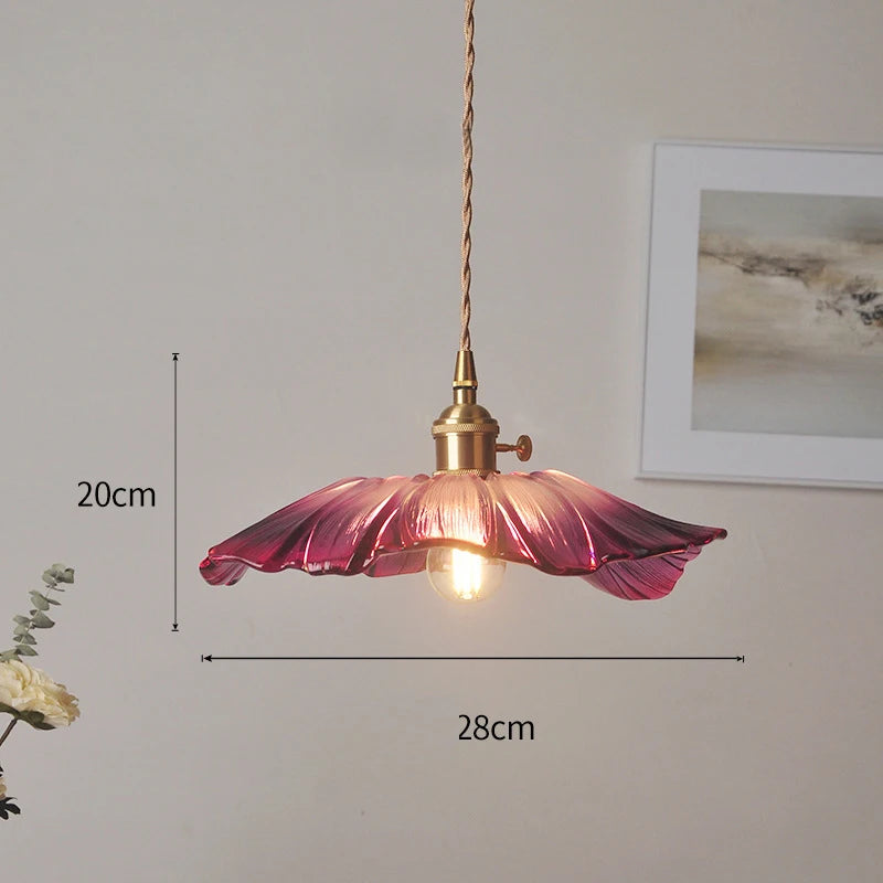 Vintage Bloem Hanglamp Glas E27 Voor Woonkamer, Slaapkamer & Bedside