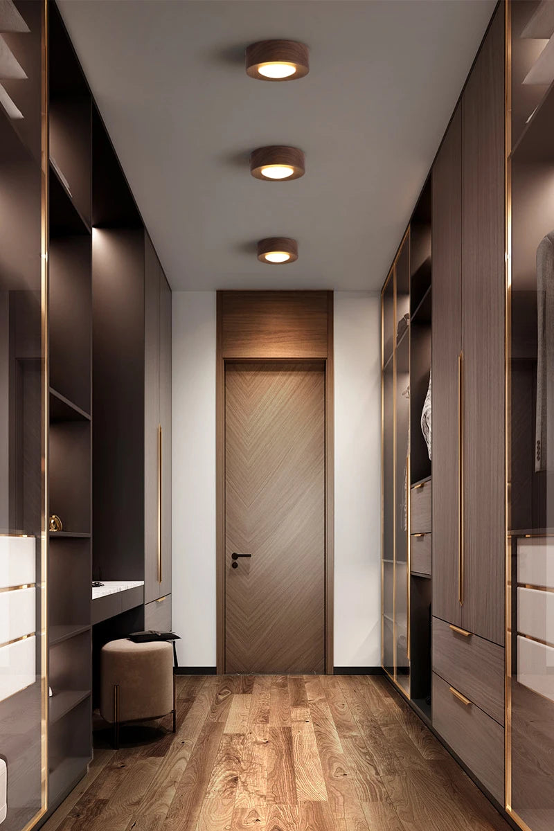 Houten Plafondlamp Walnoot/Essen – LED Spot Ø3-5m² Modern