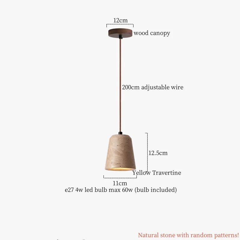 Mid Century LED Hanglamp Hout & Geel Travertijn – Modern Design