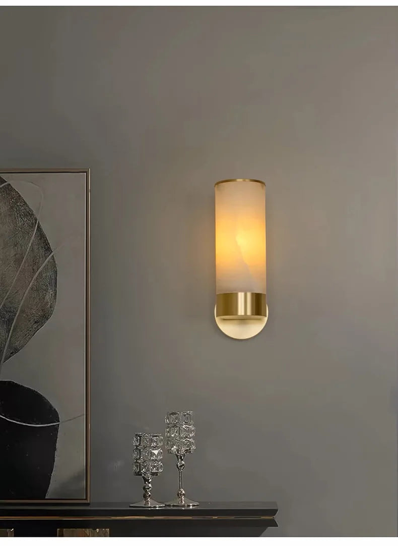 Albast Marmeren Wandlamp – Luxe Messing LED Sconce Modern