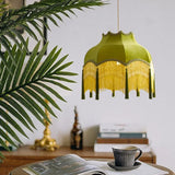 French Retro LED Hanglamp Groen – Koperen Stoffen Kwast Chandelier
