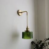 Groene Glas & Koper LED Wandlamp – Vintage Retro Wandverlichting E27