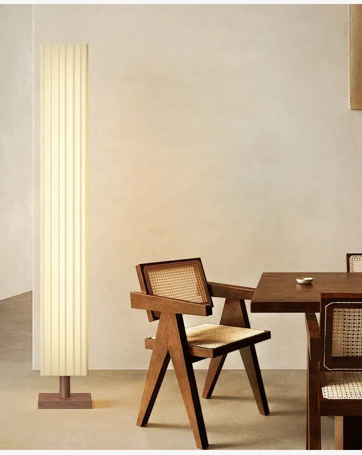 Moderne Stoffen LED Vloerlamp – Houten Staande Lamp voor Woonkamer
