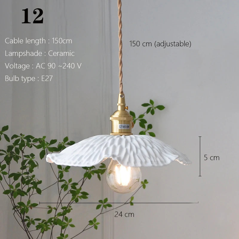 Japanse Keramische Hanglamp – Scandinavische Witte Plafondlamp E27