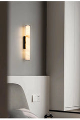 Marmeren Wandlamp – Luxe Messing LED Cilinder 30–60cm