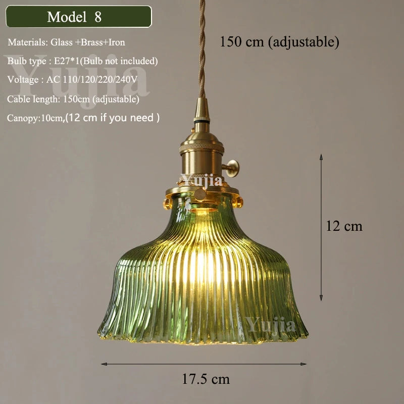 Groene Glazen Hanglamp – Vintage Moderne Plafondlamp E27