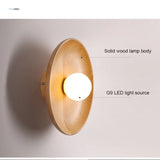 Japanse Houten Wandlamp – Ronde LED Sconce Slaapkamer/Woonkamer
