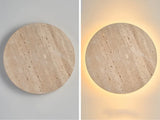 Travertin Wandlamp met Klok – LED Natuursteen Wabi-Sabi Design