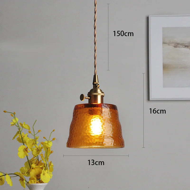 Nordic Japans Glazen Hanglamp Polished Copper Voor Slaapkamer & Eettafel