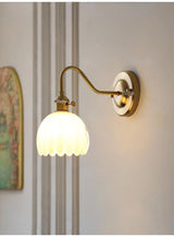 Japanse Retro Bloem Glazen Wandlamp E27 LED Bedlamp Modern Nordic