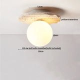 Nordic Plafondlamp LED Travertin & Hout – Modern Ellips Design