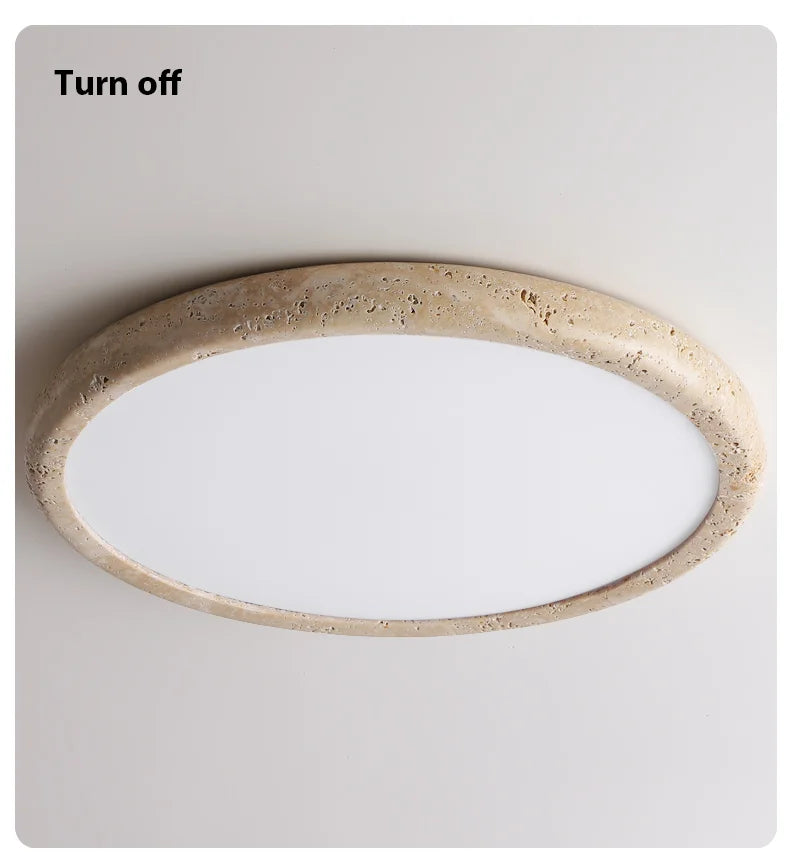 Wabi-Sabi Plafondlamp – Gele Natuursteen Ø Rond LED 15–30m²