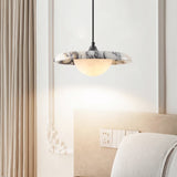 Zwarte Ronde Natuursteen Hanglamp – LED Plafondlamp 25cm
