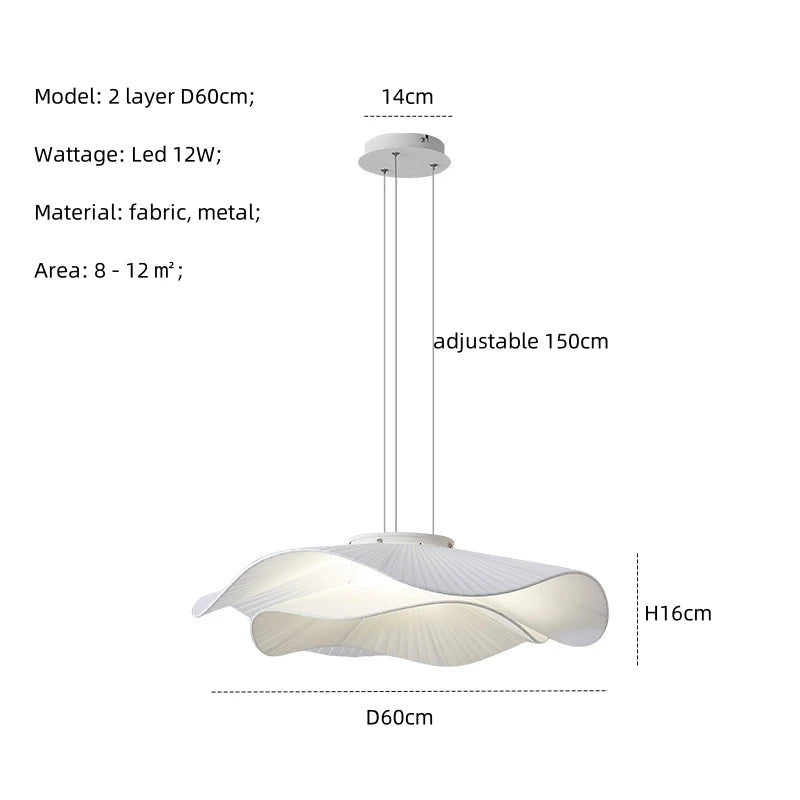 Moderne Stoffen LED Hanglamp – Dimbare Nordic Plafondlamp E27 Wit