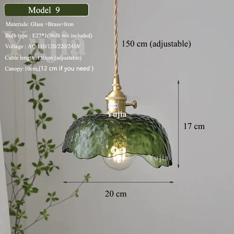 Groene Glazen Hanglamp – Vintage Moderne Plafondlamp E27