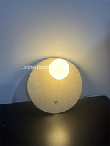 Travertin Wandlamp met Glazen Bol – Natuursteen G9 LED Sconce