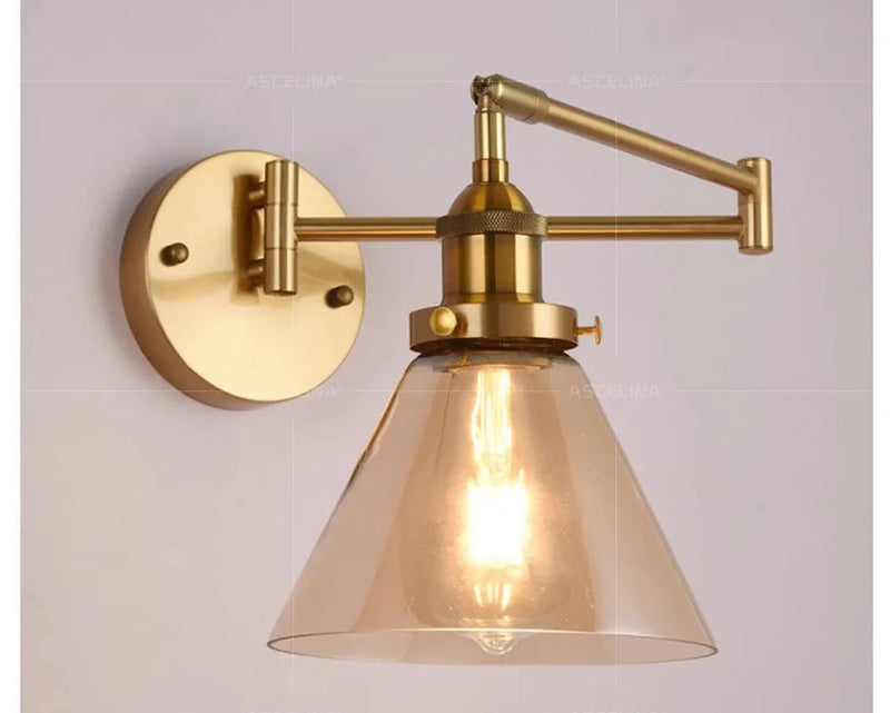 Retro Glazen Wandlamp E27 LED Moderne Leeslamp Met Verstelbare Arm