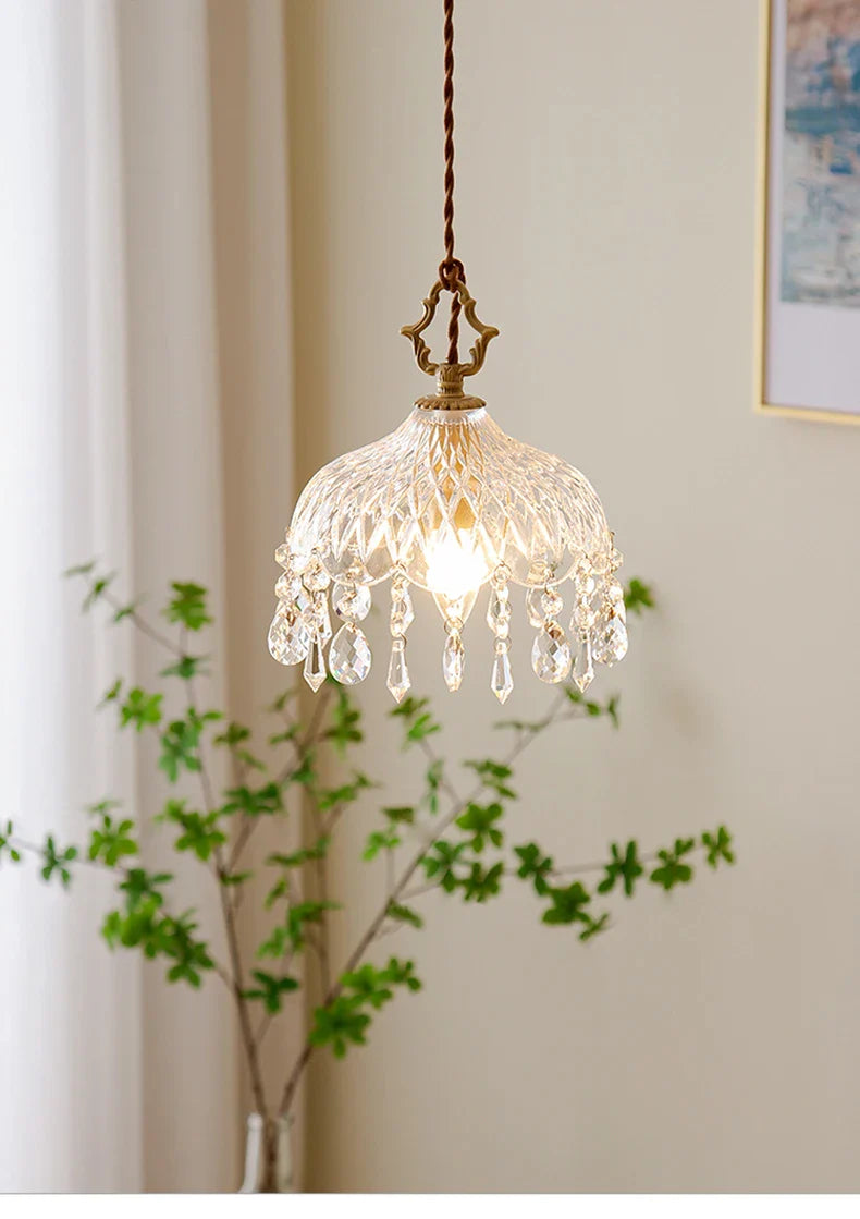 Franse Retro Glazen Hanglamp