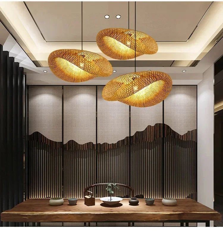 Bamboe Hanglamp LED – Handgemaakte Vintage Plafondlamp E27