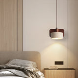 Mid Century LED Hanglamp Hout & Geel Travertijn – Modern Design