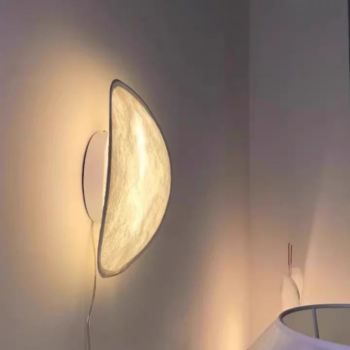 Nordic Wabi-Sabi Wandlamp – Zijde Crème Design Slaapkamerlamp