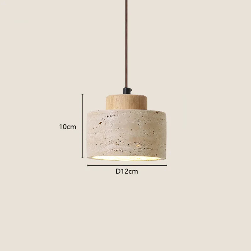 Japanse Wabi-Sabi Hanglamp – Gele Natuursteen Bedlamp Pendel E27