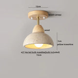 Nordic Plafondlamp LED Travertin & Hout – Modern Ellips Design