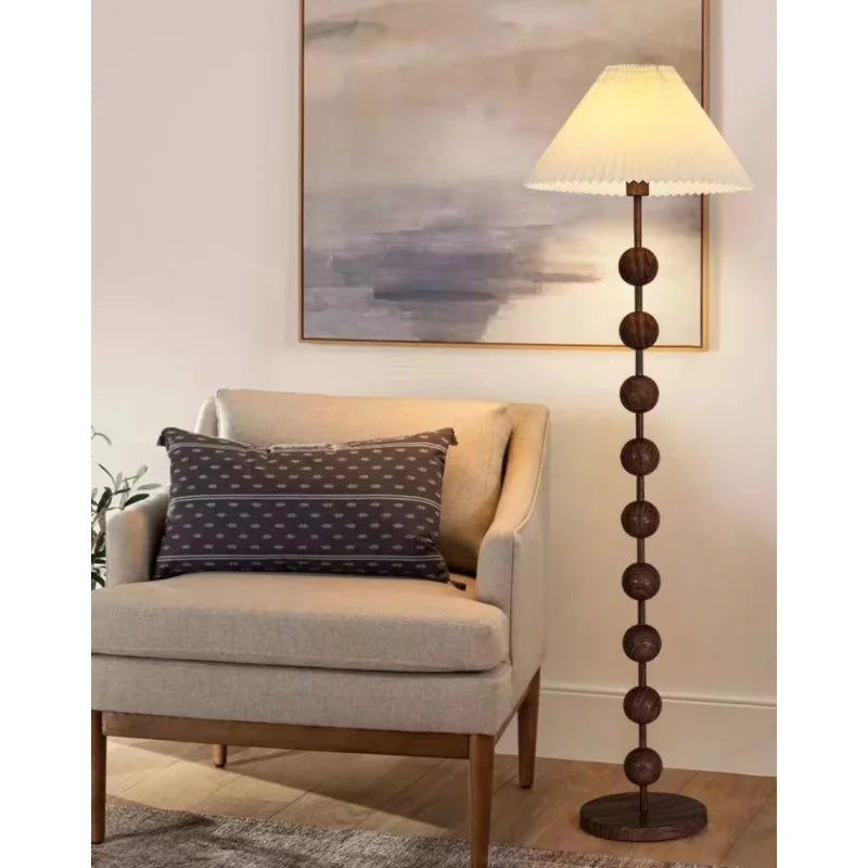 Chinese Walnootkleur Vloerlamp Hout – Moderne LED Lamp voor Woonkamer