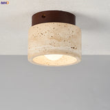 Wabi-Sabi Plafondlamp – Travertin Steen LED Ø12cm/Ø15cm
