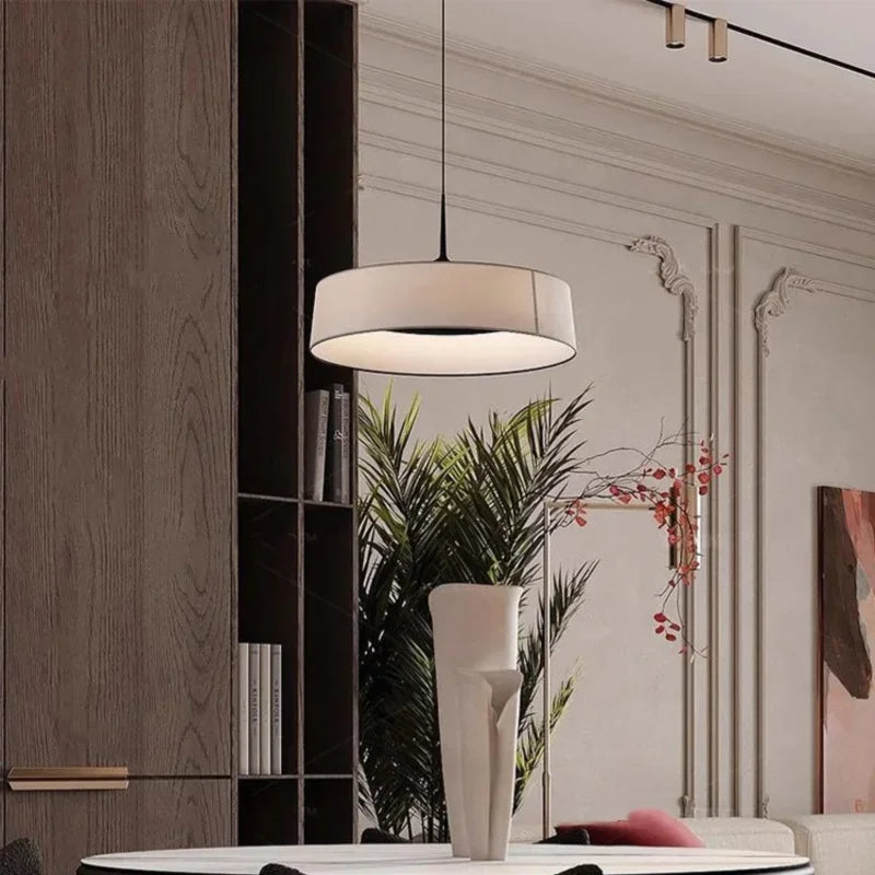Minimalistische LED Stoffen Hanglamp Rond Voor Eetkamer & Slaapkamer