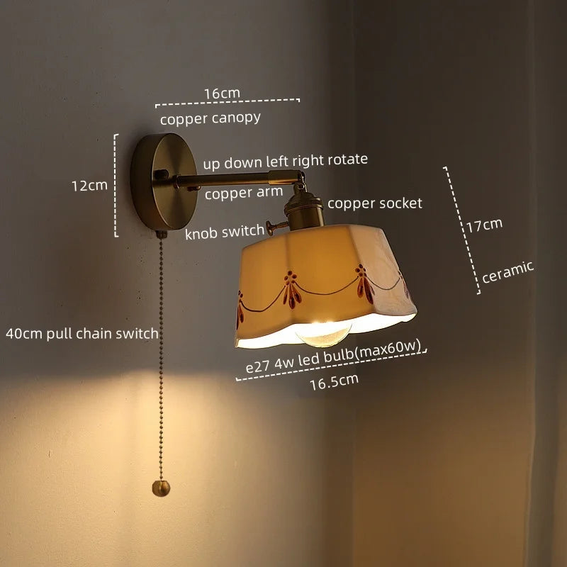 Wandlamp Keramiek & Koper – LED, Wit, E27, Up/Down, Moderne Stijl