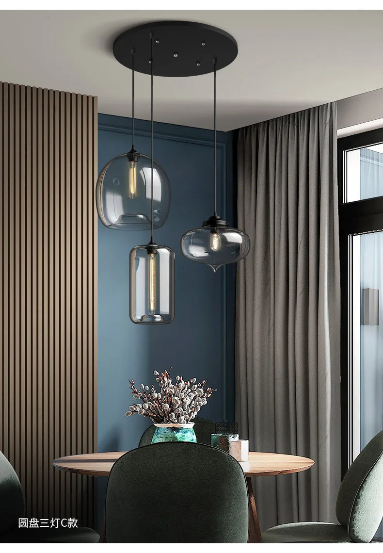 Caren Nordic Hanglamp – Handgemaakt Glas LED Filament Pendant Light