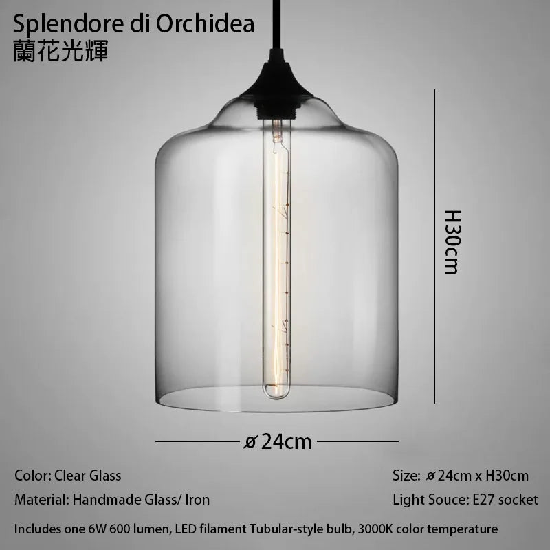 Caren Nordic Hanglamp – Handgemaakt Glas LED Filament Pendant Light