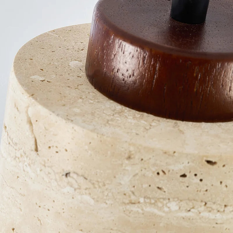 Japanse Wabi-Sabi Hanglamp – Gele Natuursteen Bedlamp Pendel E27