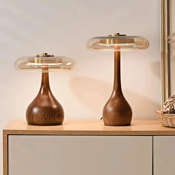 Retro Franse Tafellamp LED Glas & Hout Voor Slaapkamer & Studie