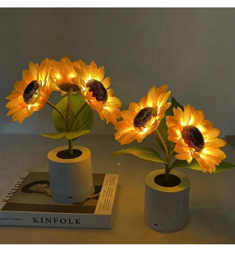 LED Zonnebloem Nachtlamp – Oplaadbare Tafellamp USB 26cm