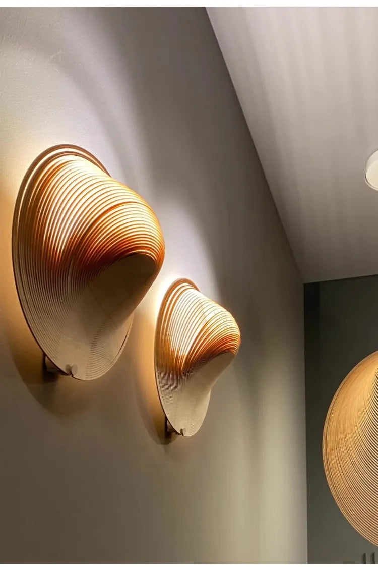 Japanse Wabi-Sabi Wandlamp – Houten Designer Slaapkamerlamp