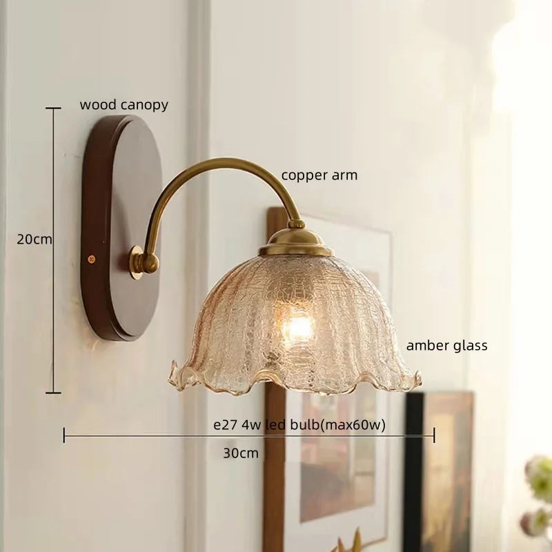 LED Wandlamp Hout & Koper – Vintage Bedlamp voor Woonkamer & Bad