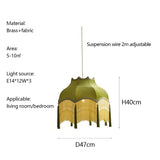 French Retro LED Hanglamp Groen – Koperen Stoffen Kwast Chandelier