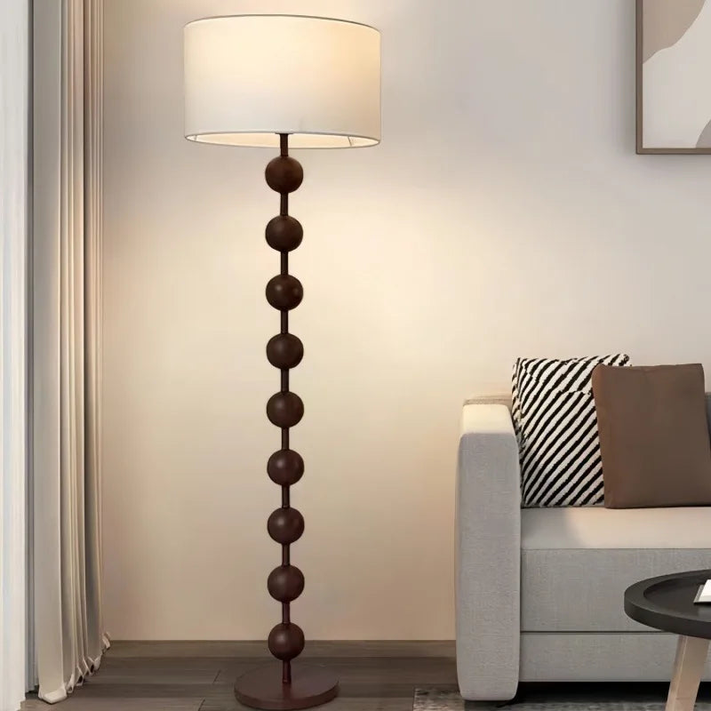 Chinese Walnootkleur Vloerlamp Hout – Moderne LED Lamp voor Woonkamer