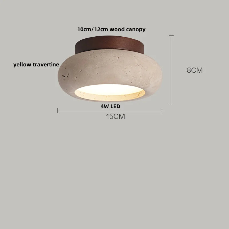 Nordic Plafondlamp LED Travertin & Hout – Modern Ellips Design