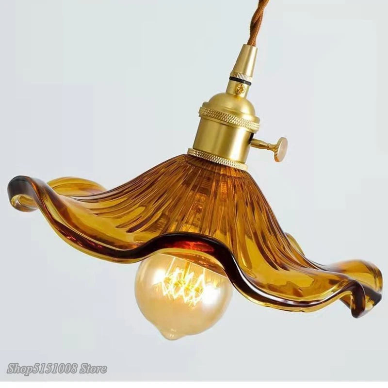 Moderne LED Hanglamp – Gekleurd Glas & Koper E27 Plafondlamp