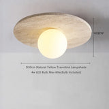 Wabi-Sabi Plafondlamp – Travertin Steen LED Ø12cm/Ø15cm