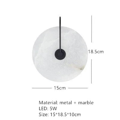 Ronde Marmeren Wandlamp – Nordic Minimalistisch LED Bedlamp