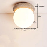 Nordic Plafondlamp LED Travertin & Hout – Modern Ellips Design