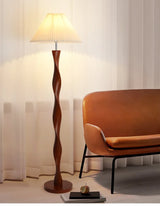 Chinese Walnootkleur Vloerlamp Hout – Moderne LED Lamp voor Woonkamer